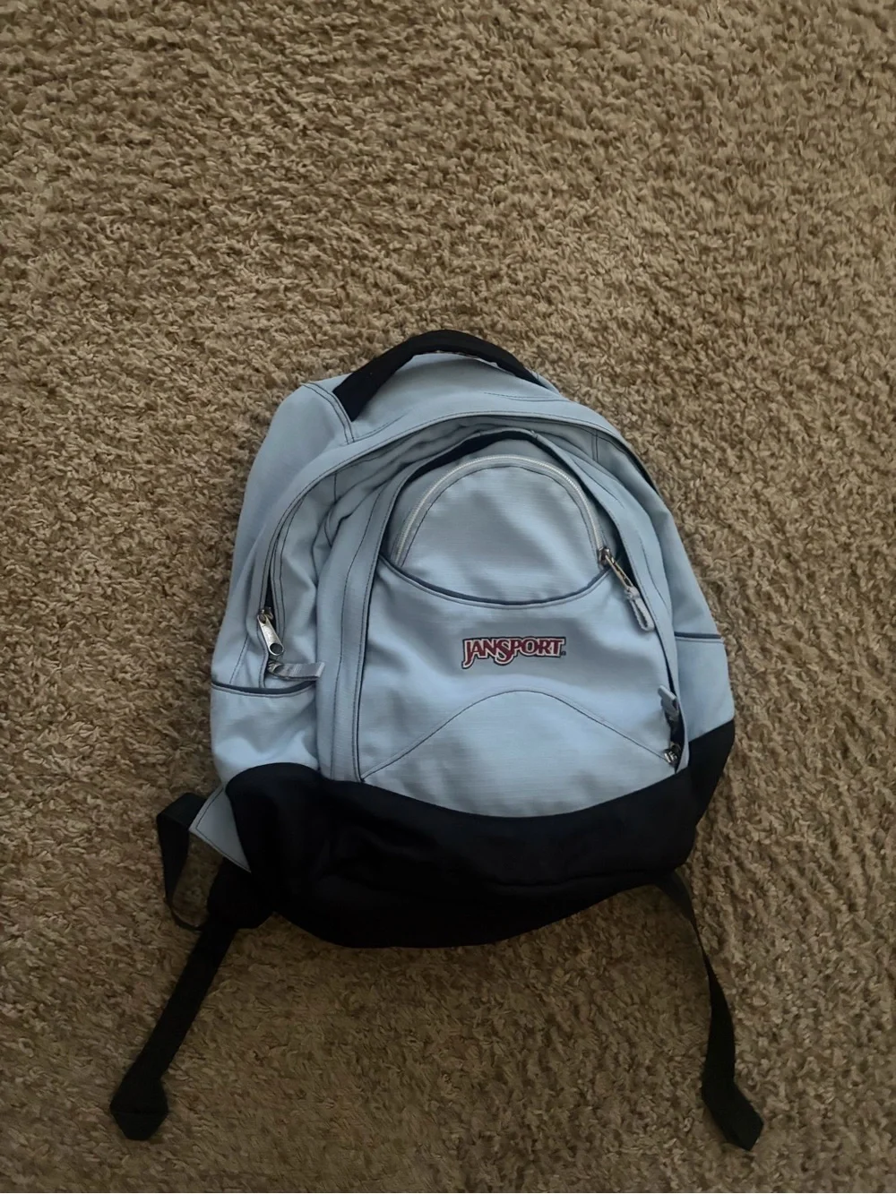 JanSport Light Blue and Black Backpack